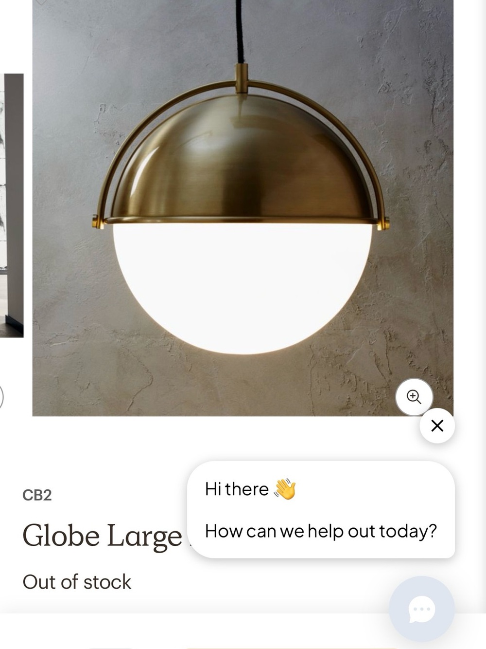 CB2 Brass Half-Globe Pendant in Gold and White